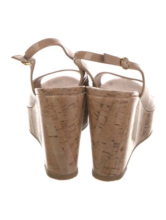 Stuart Weitzman Patent Leather Cutout Accent Slingback Sandals