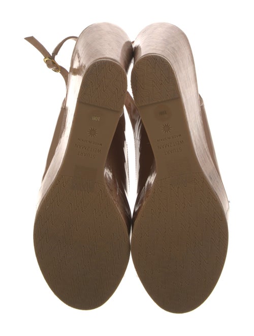 Stuart Weitzman Patent Leather Cutout Accent Slingback Sandals