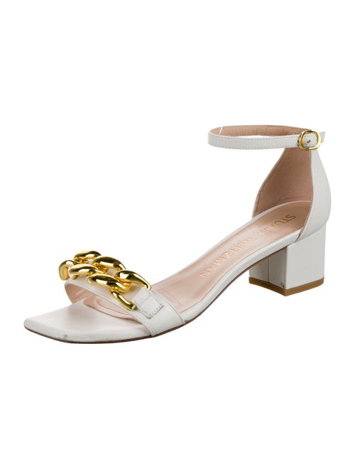 Stuart Weitzman Leather Chain-Link Accents Sandals