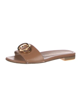 Stuart Weitzman Signature Logo Leather Slides