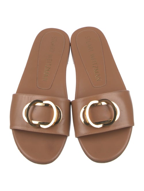 Stuart Weitzman Signature Logo Leather Slides