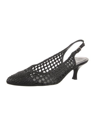 Stuart Weitzman Leather Braided Accents Slingback Pumps