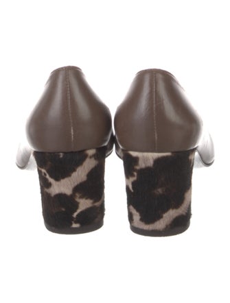 Stuart Weitzman Leather Fur Trim Pumps