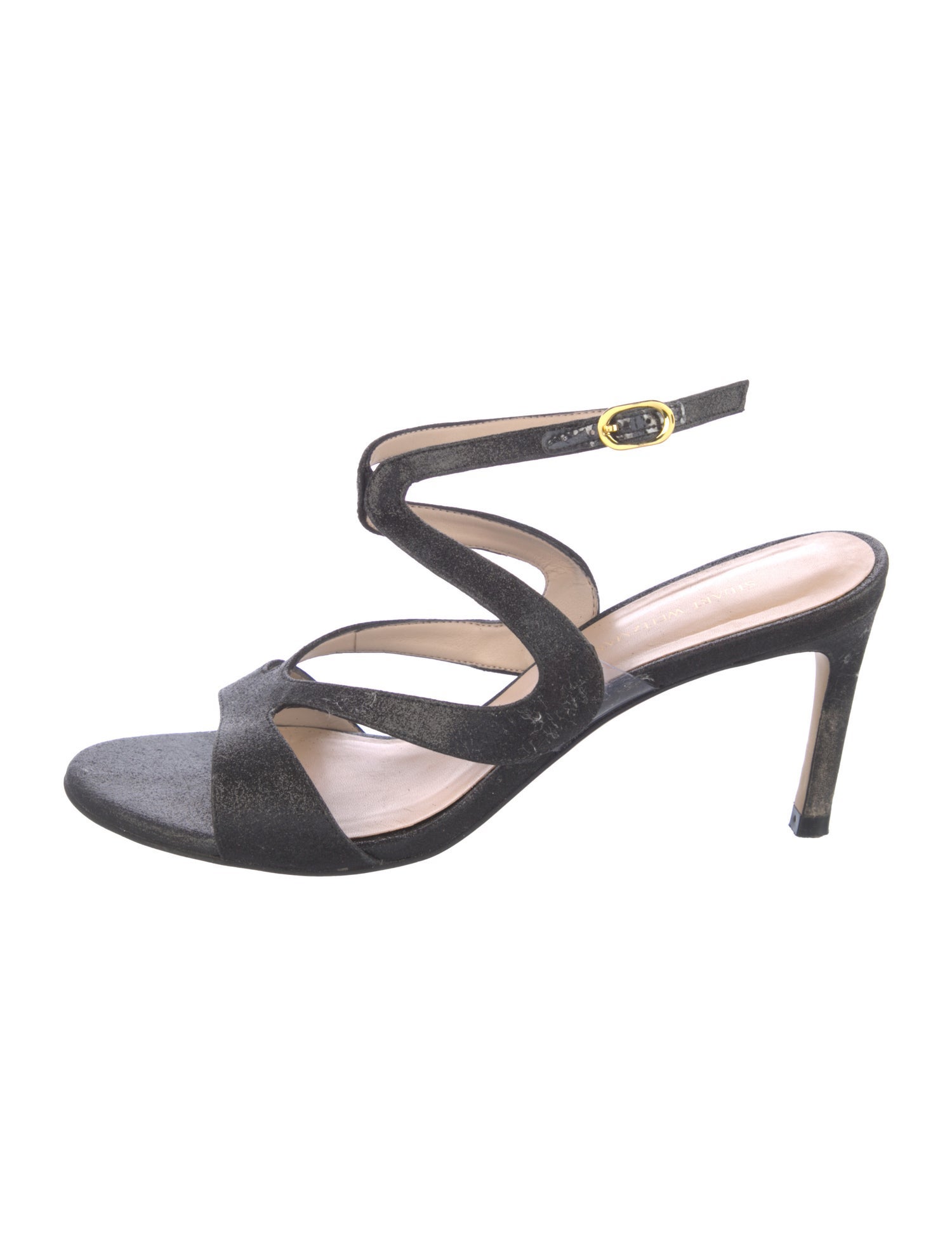 Stuart Weitzman Leather Glitter Accents Slingback Pumps