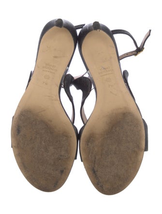 Stuart Weitzman Leather Glitter Accents Slingback Pumps