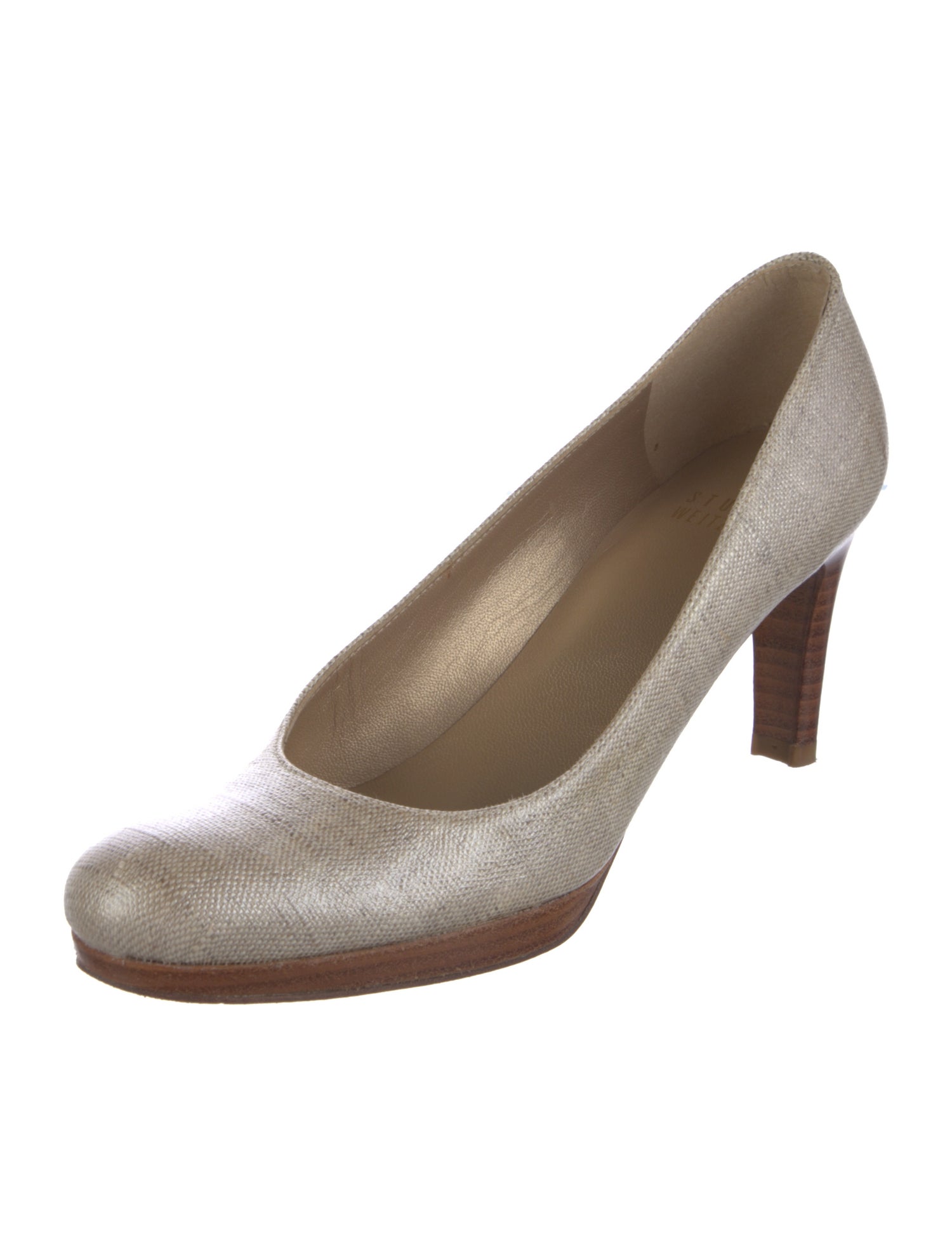 Stuart Weitzman Leather Glitter Accents Pumps