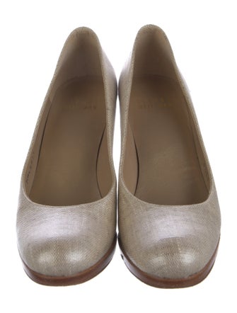 Stuart Weitzman Leather Glitter Accents Pumps