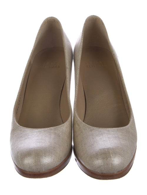 Stuart Weitzman Leather Glitter Accents Pumps