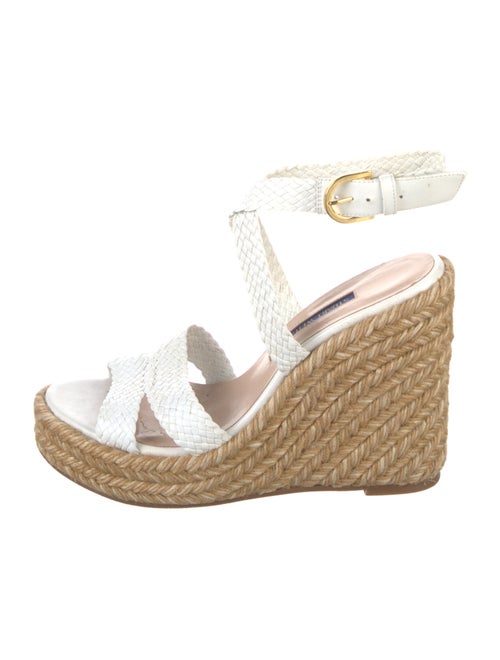 Stuart Weitzman Leather Colorblock Pattern Espadrilles