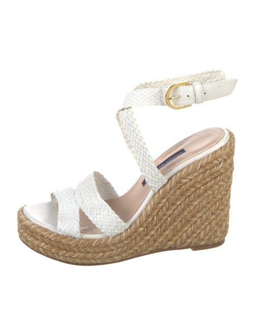 Stuart Weitzman Leather Colorblock Pattern Espadrilles