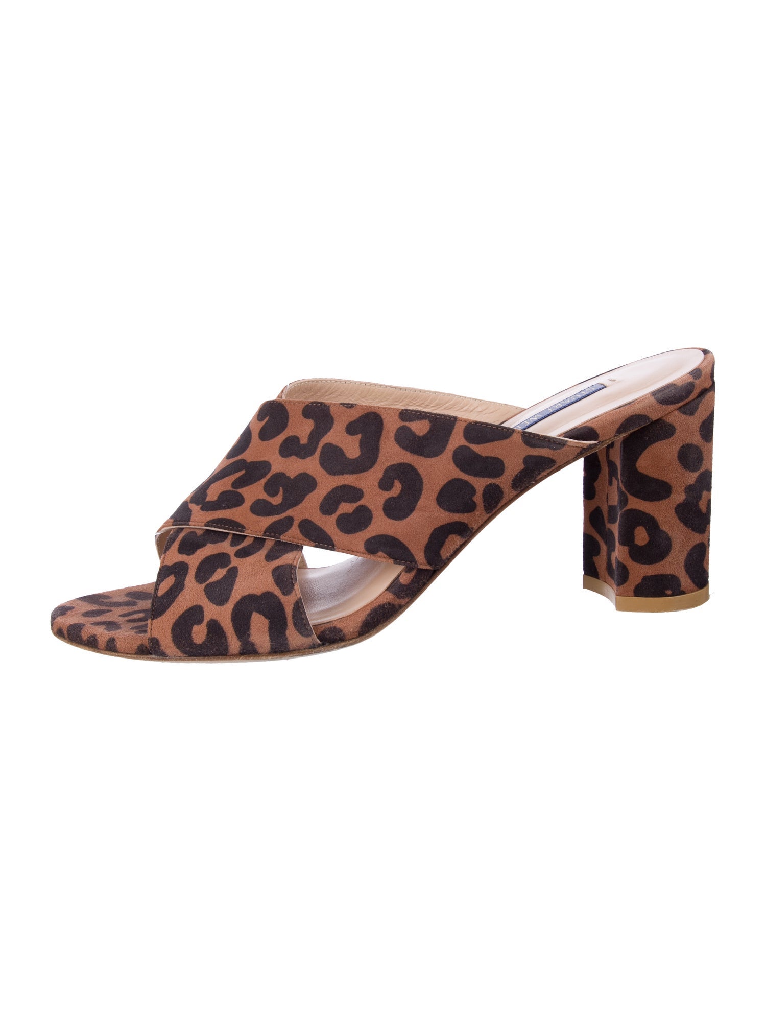 Stuart Weitzman Suede Animal Print Slides