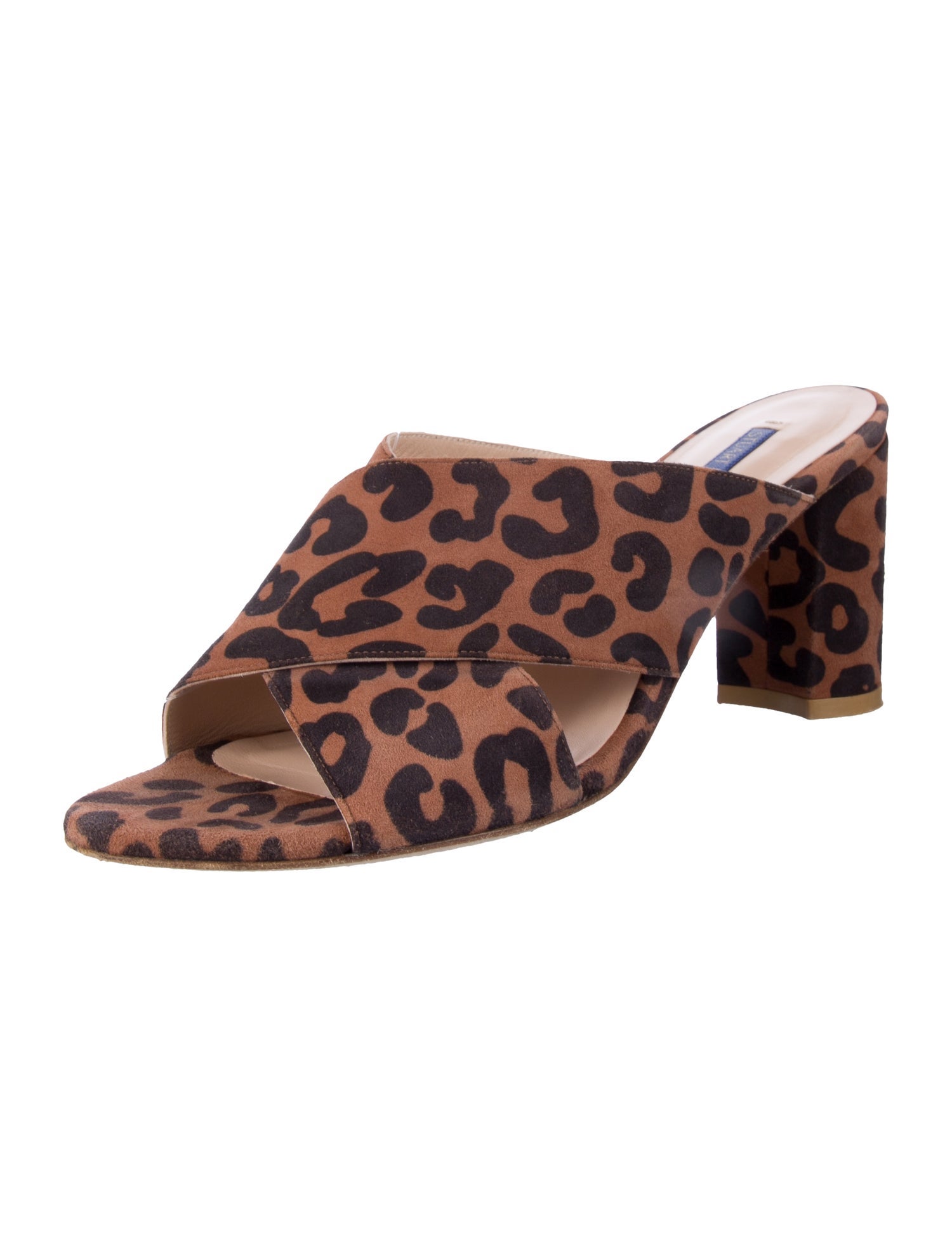 Stuart Weitzman Suede Animal Print Slides
