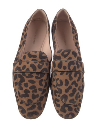 Stuart Weitzman Suede Animal Print Loafers