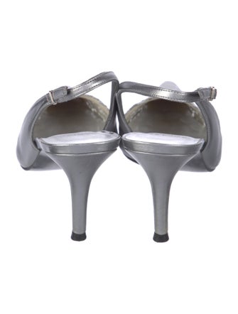 Stuart Weitzman Leather Lace Pattern Slingback Pumps