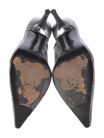 Stuart Weitzman Leather Lace Pattern Slingback Pumps