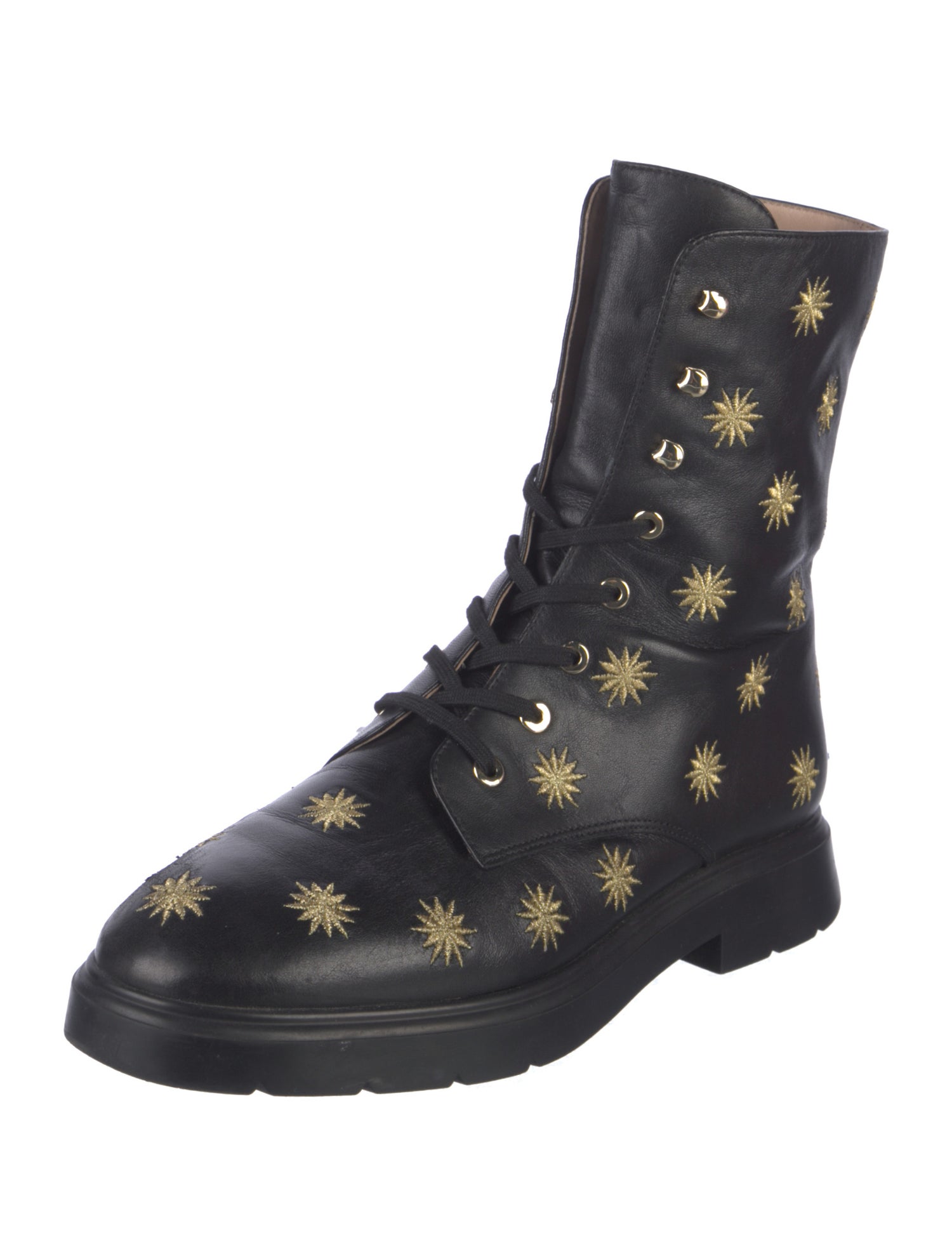 Stuart Weitzman Leather Printed Combat Boots