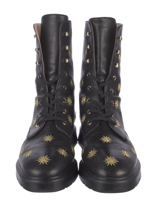Stuart Weitzman Leather Printed Combat Boots
