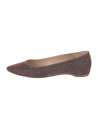 Stuart Weitzman Leather Glitter Accents Flats
