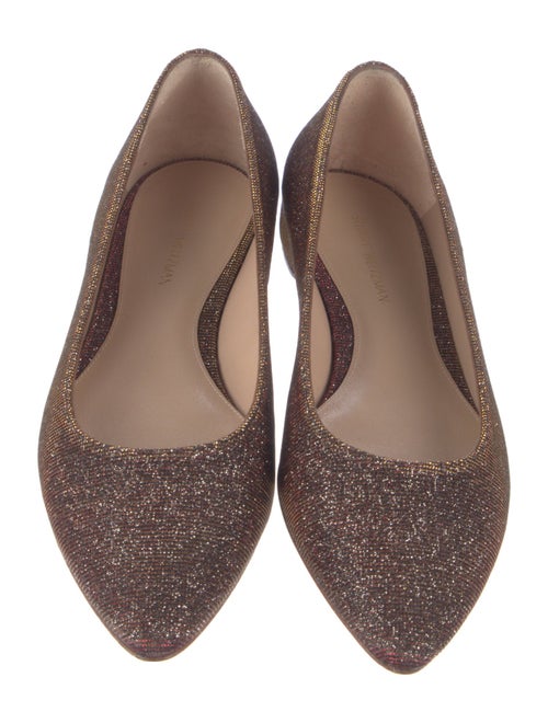 Stuart Weitzman Leather Glitter Accents Flats