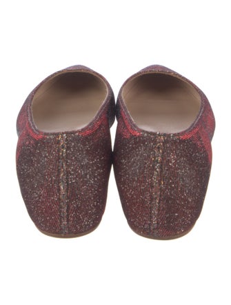 Stuart Weitzman Leather Glitter Accents Flats