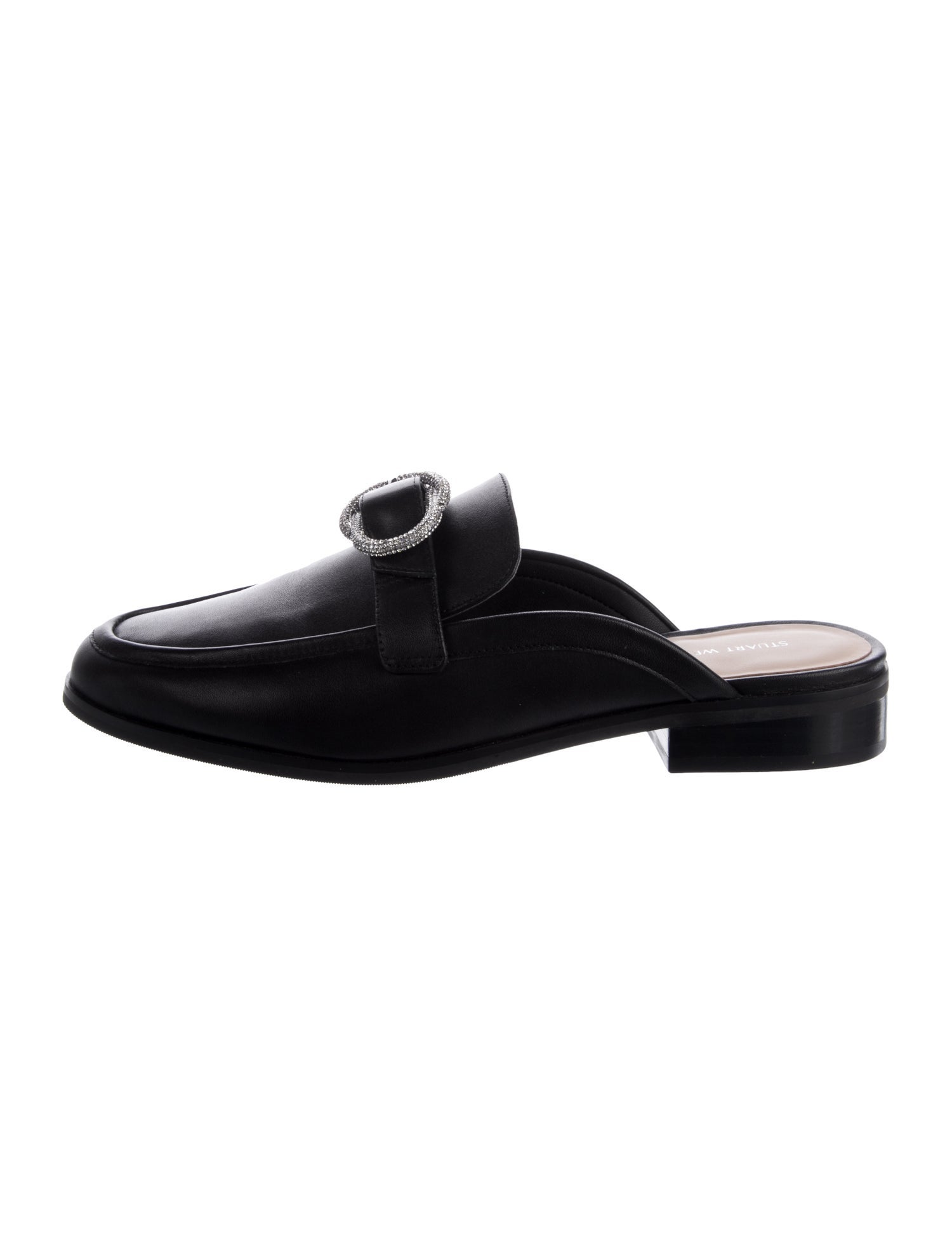Stuart Weitzman Leather Crystal Embellishments Mules