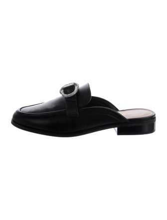 Stuart Weitzman Leather Crystal Embellishments Mules