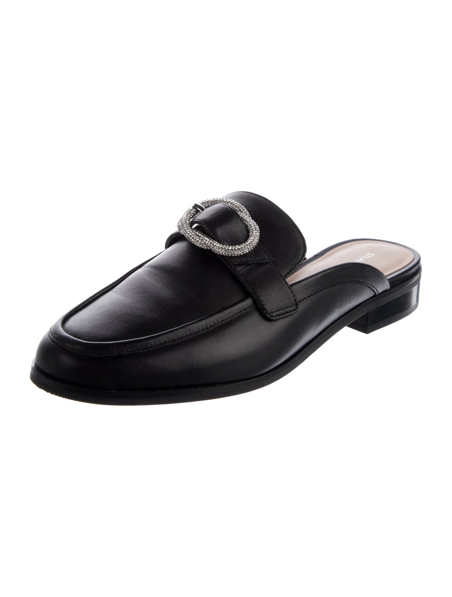 Stuart Weitzman Leather Crystal Embellishments Mules