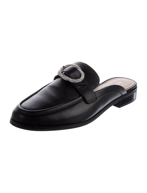 Stuart Weitzman Leather Crystal Embellishments Mules