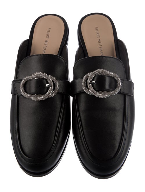 Stuart Weitzman Leather Crystal Embellishments Mules
