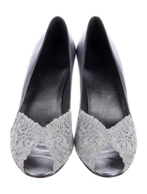 Stuart Weitzman Leather Crystal Embellishments Mules