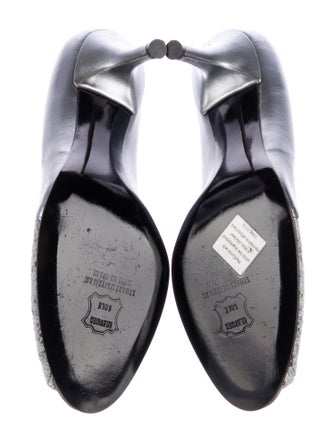 Stuart Weitzman Leather Crystal Embellishments Mules