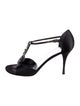Stuart Weitzman Satin Crystal Embellishments T-Strap Sandals