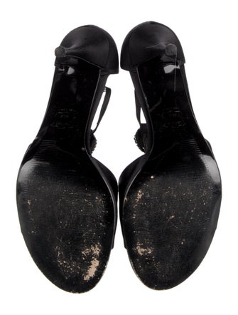 Stuart Weitzman Satin Crystal Embellishments T-Strap Sandals