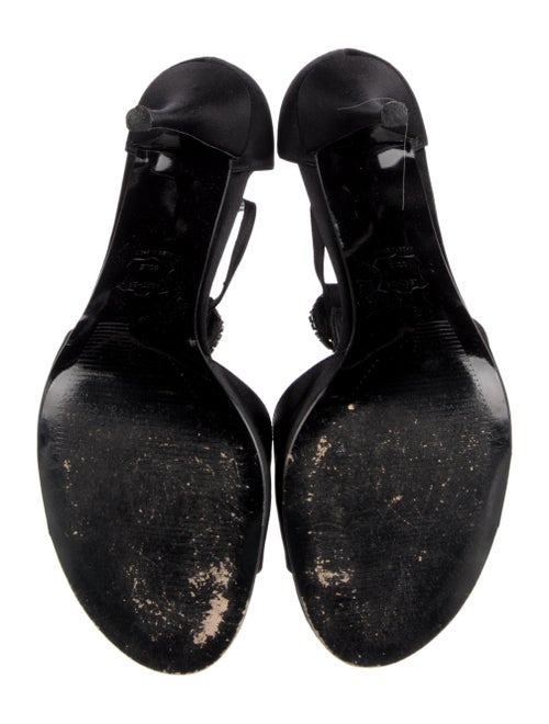 Stuart Weitzman Satin Crystal Embellishments T-Strap Sandals