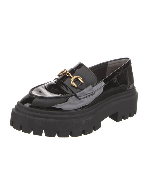 Stuart Weitzman Patent Leather Chain-Link Accents Loafers