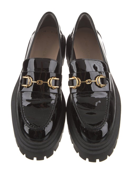Stuart Weitzman Patent Leather Chain-Link Accents Loafers