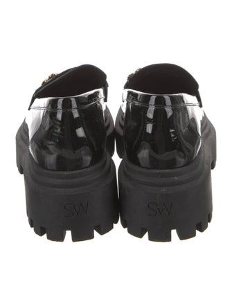 Stuart Weitzman Patent Leather Chain-Link Accents Loafers