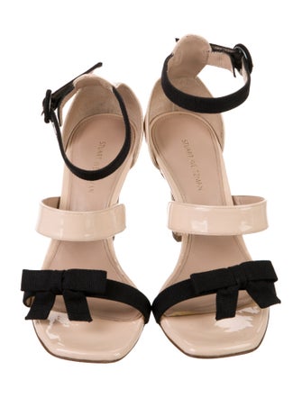 Stuart Weitzman Patent Leather Colorblock Pattern Sandals
