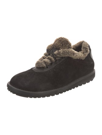 Stuart Weitzman Suede Fur Trim Sneakers