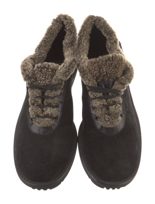 Stuart Weitzman Suede Fur Trim Sneakers