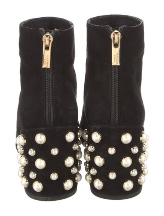 Stuart Weitzman Suede Beaded Accents Boots