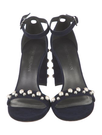 Stuart Weitzman Suede Beaded Accents Sandals