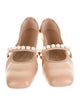 Stuart Weitzman Leather Beaded Accents Mary Jane Flats