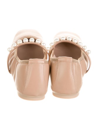 Stuart Weitzman Leather Beaded Accents Mary Jane Flats