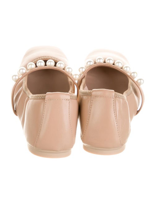 Stuart Weitzman Leather Beaded Accents Mary Jane Flats