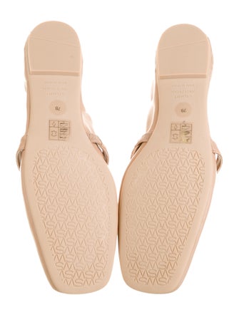 Stuart Weitzman Leather Beaded Accents Mary Jane Flats