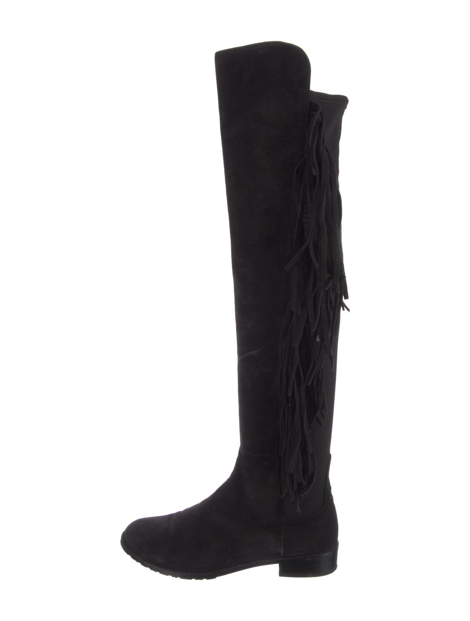 Stuart Weitzman Suede Fringe Trim Accent Boots