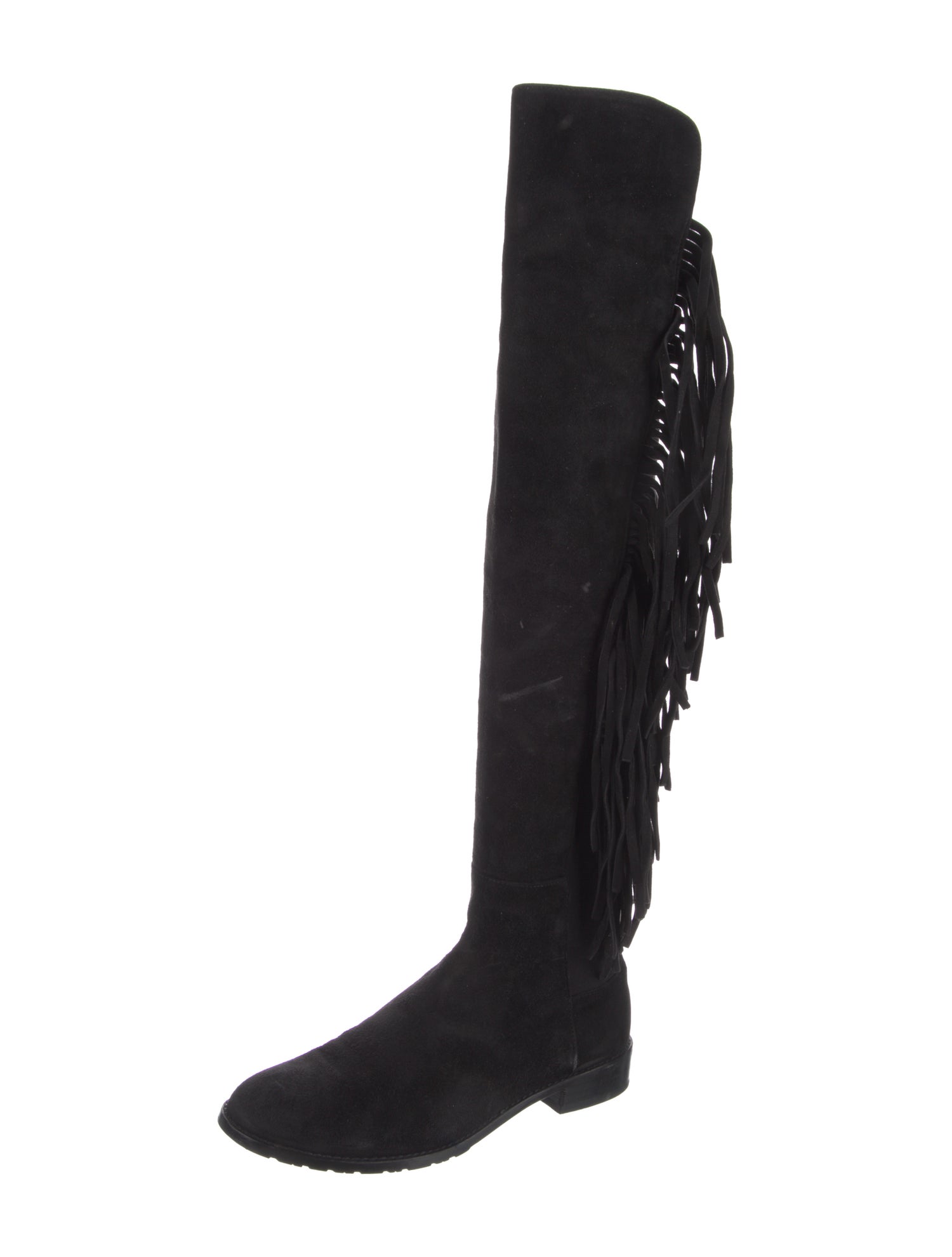 Stuart Weitzman Suede Fringe Trim Accent Boots
