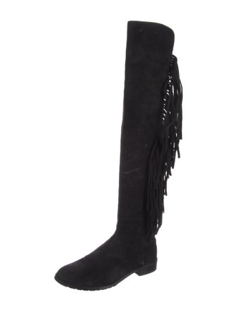 Stuart Weitzman Suede Fringe Trim Accent Boots