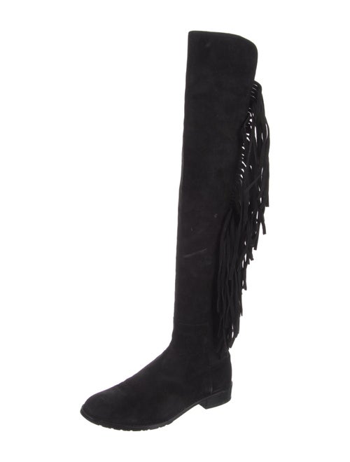 Stuart Weitzman Suede Fringe Trim Accent Boots